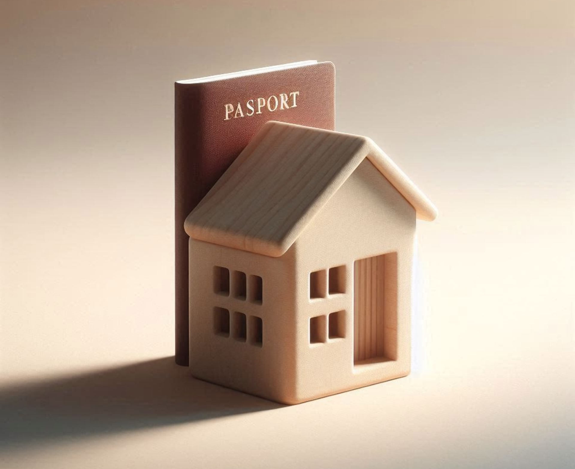 Un passeport derrière une maison